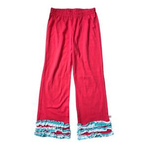 Lolly Wolly Doodle Knit Pants Elastic Waist Ruffle Hem Watermelon Blue Girl's 7